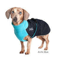 Thumbnail for Dachshund wearing the Great White North coat in Arctic Blue